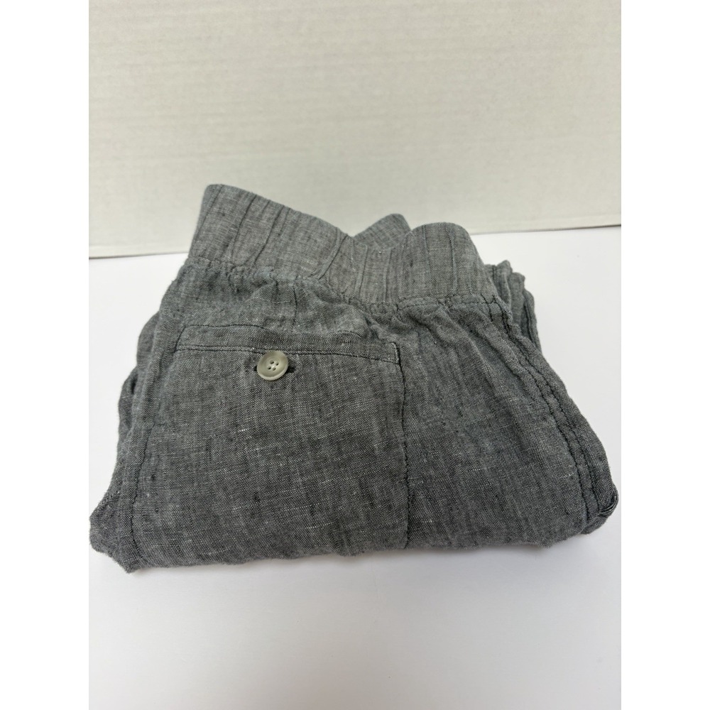 Athleta Women's Size 2 petite Pant 100% Linen Ankle Blue Chambray Pockets 591449